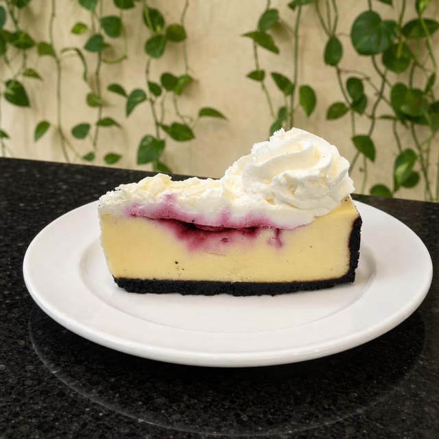White Chocolate Raspberry Cheesecake.